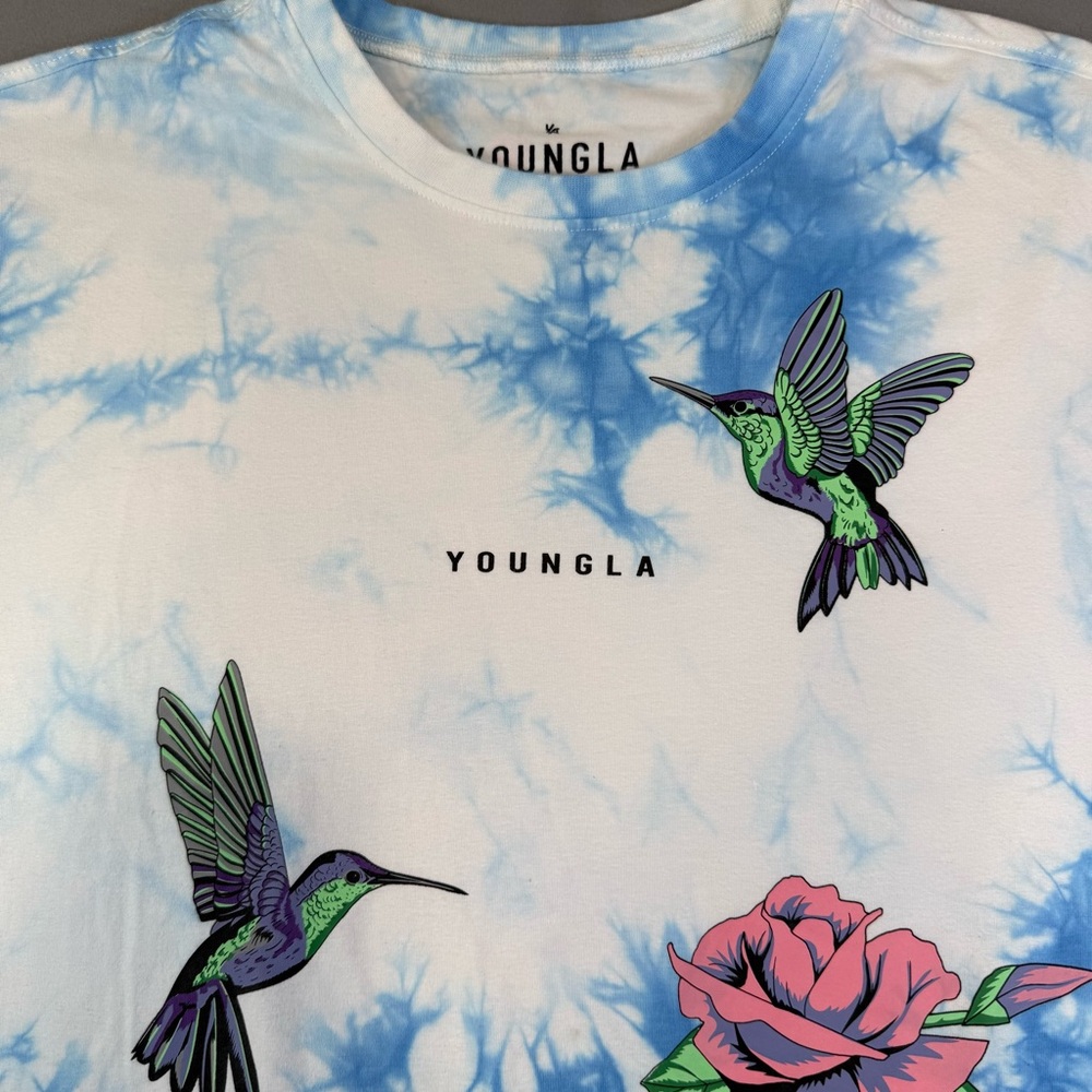 YoungLA Blue and White Tie-Dye T-Shirt - Picture 2 of 9
